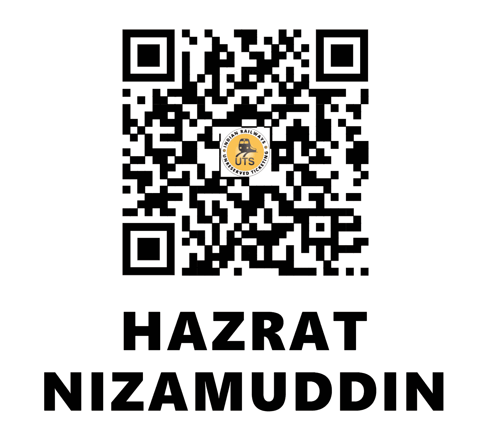 UTS QR Code for Hazrat Nizamuddin - NZM